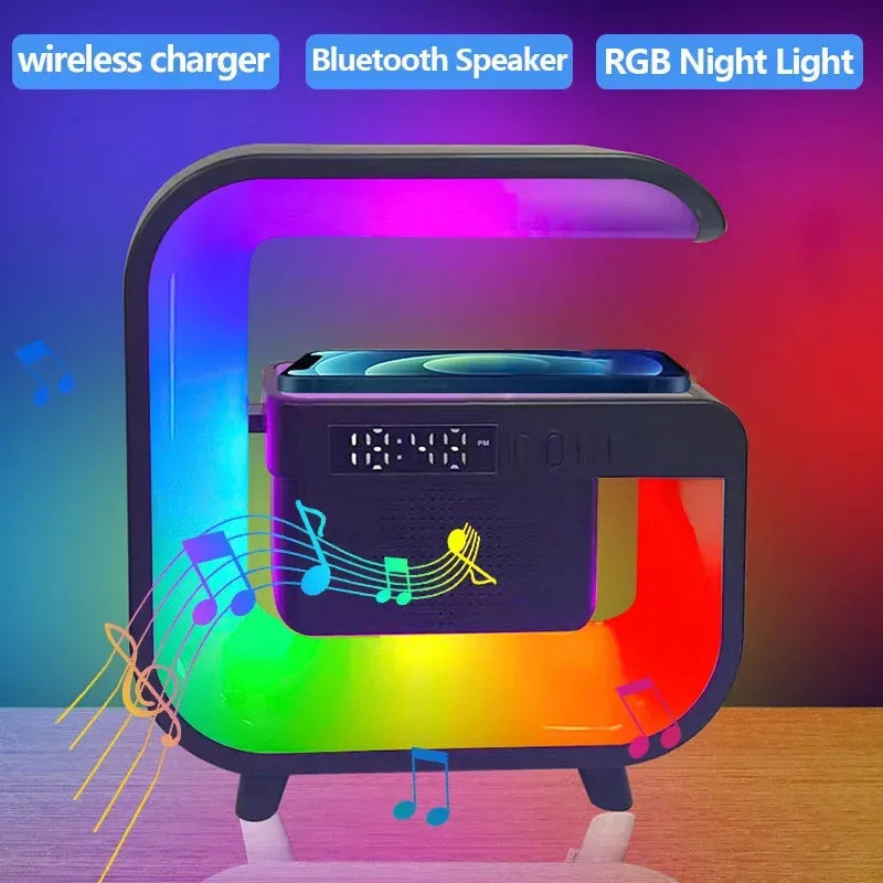 Bluetooth Speaker Atmosphere Light Wireless Phone Charger Clock