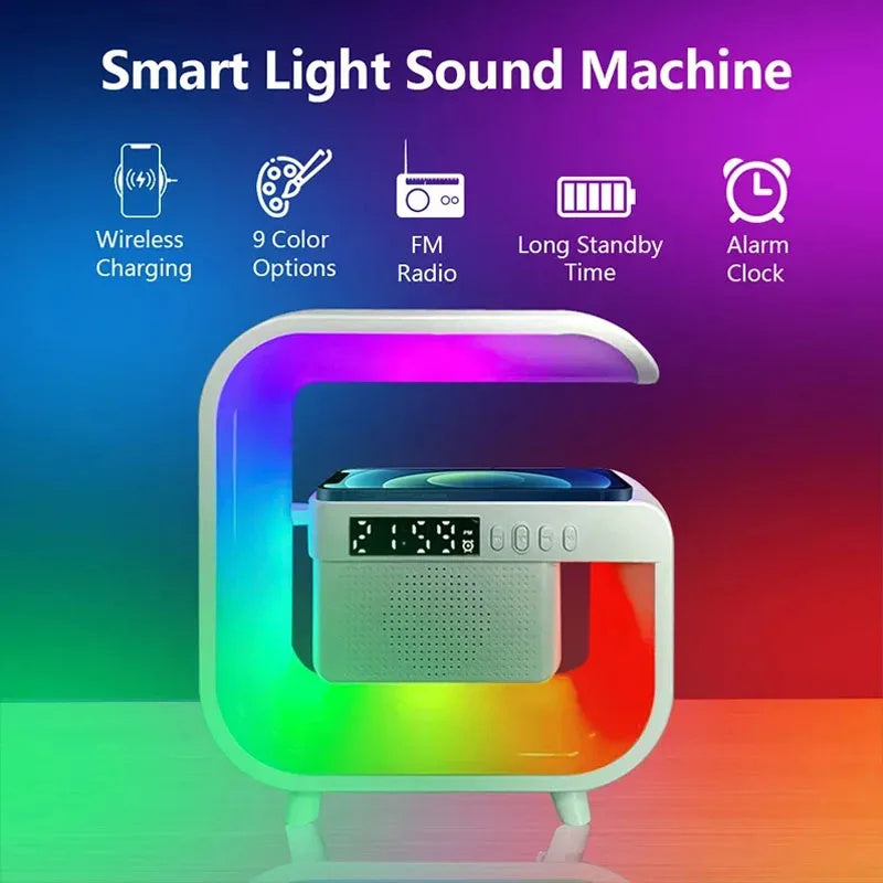 Bluetooth Speaker Atmosphere Light Wireless Phone Charger Clock
