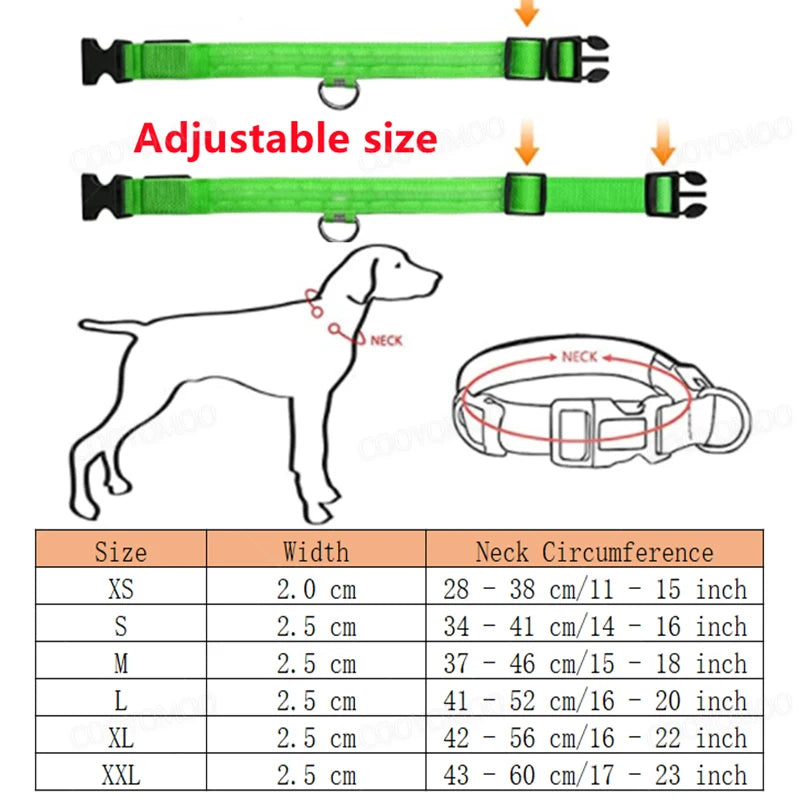 3 Modes Dog Luminous Charge Collar Led USB Cat Dogs Collars Detachable Night Led Glow Dog Loss Prevention Collar