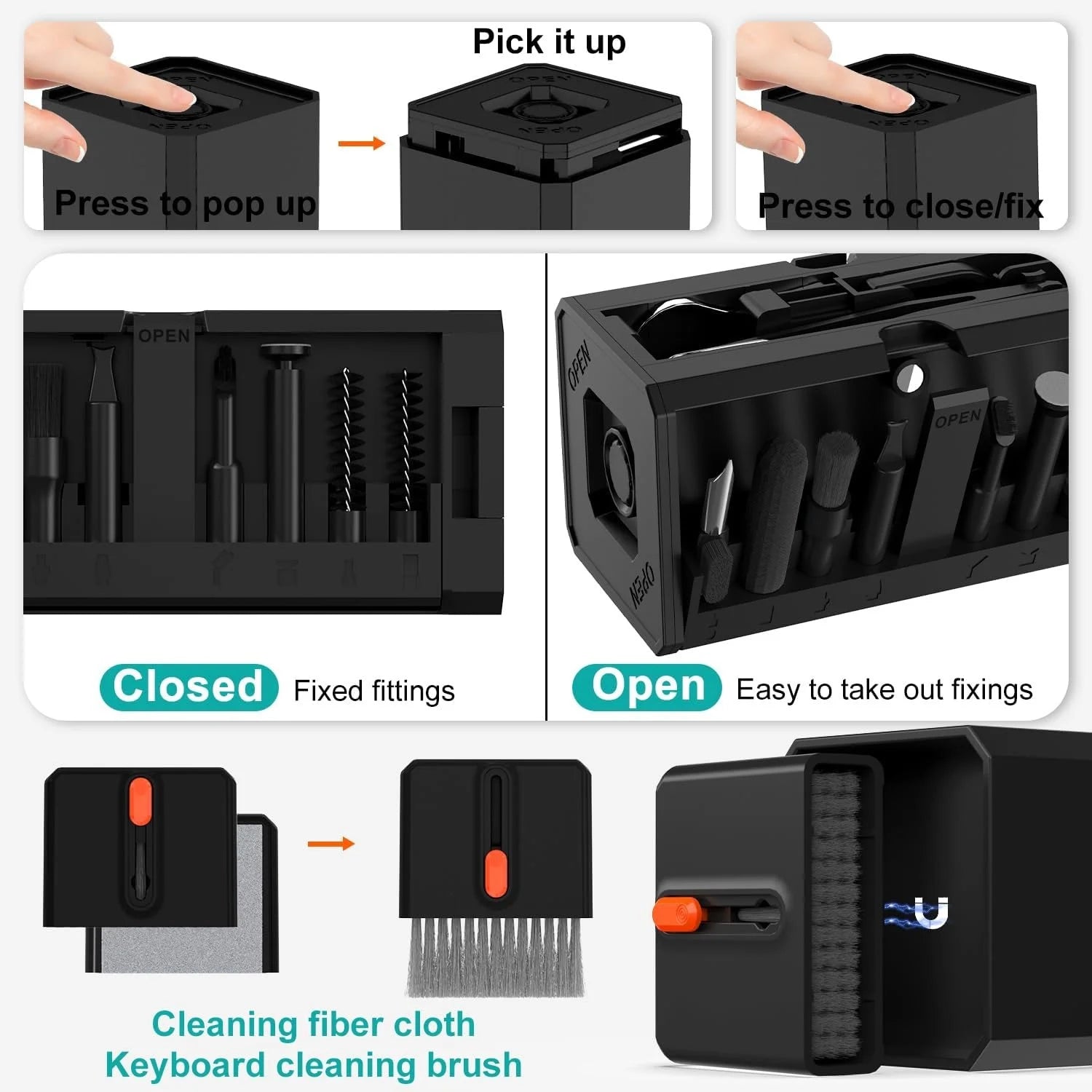 32-in-1 Multi-Functional Deep Cleaning Kit for iPhone Ports, AirPods, Keyboard, and Keycap Removal - Precision Tools